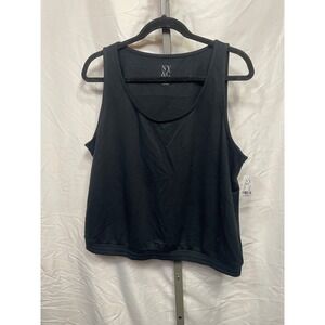 NY & Co Black Tank Top Elastic Hem Cropped Athletic Casual Women XL